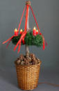 Christmas wreath with 4 LED candles (12VDC) in a wicker basket