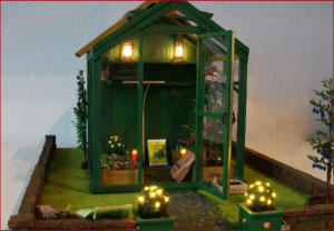 Wandelhäuschen Gartenhaus <Frontansicht> mit Beleuchtung
